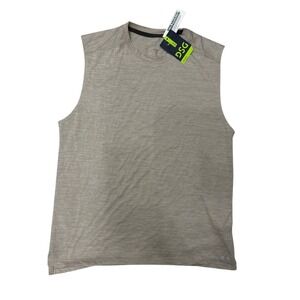 DSG Mens Movement Sleeveless Performance T-Shirt Tan Heather Muscle Tee Small